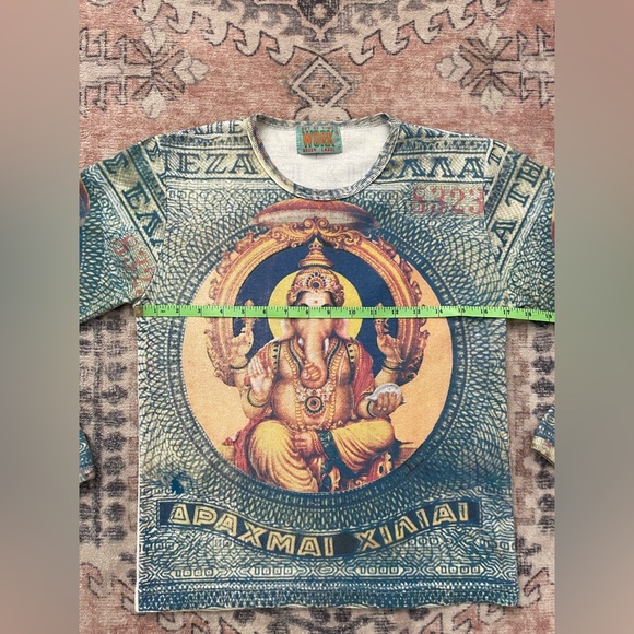 90s VTG WORK Out Of Time GreenLabel Indie Ganesha Graphic Streetwear Top Women M - Picture 7 of 7